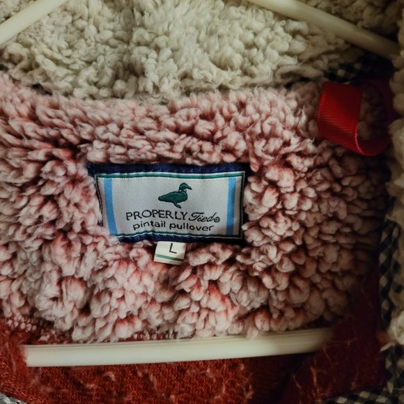 Properly Tied Pintail 1/4 Zip Womens Red Fleece Pullover Sz Large with Pockets - Picture 4 of 4